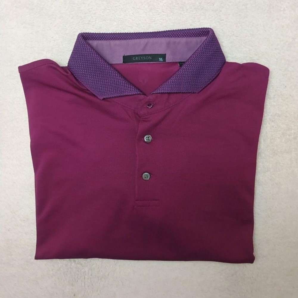 Greyson Polo Shirt Mens XL Purple Golf Performance Moisture Wicking Nylon Blend